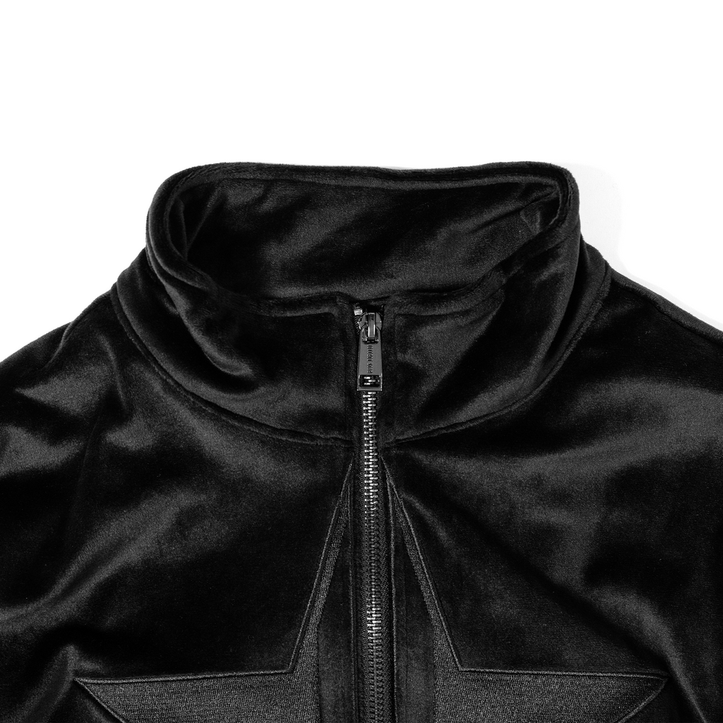 Black Velour Zip Up Jacket